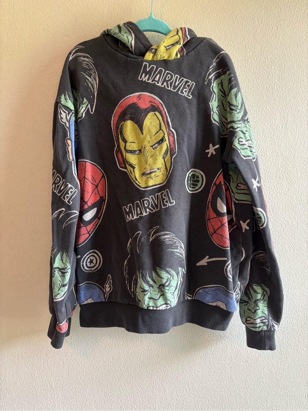 H&M Kids Marvel Black Graphic Hoodie Spider-Man, Iron-Man, Hulk